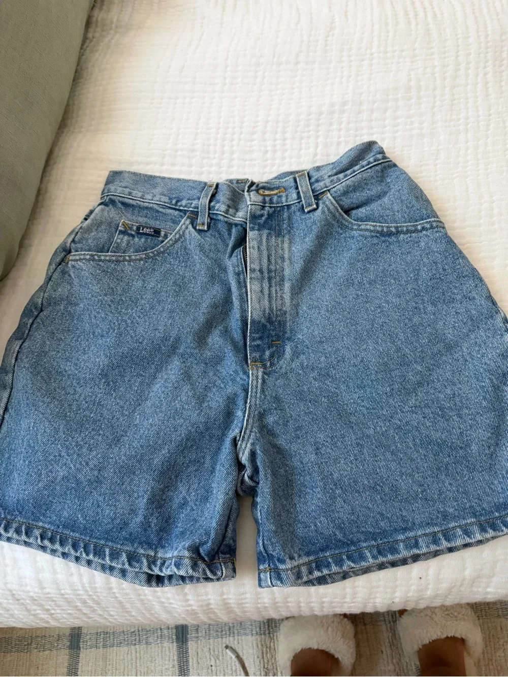 Lee Women's Light Blue Denim long Jean Shorts